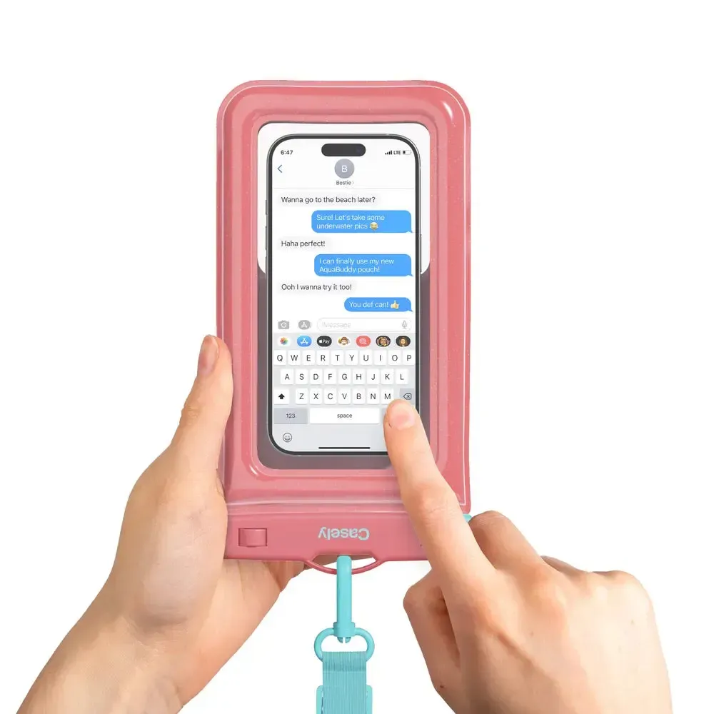AquaBuddy | Starfish Wishes Coral Pink Shimmer Waterproof Phone Pouch - Bansusa