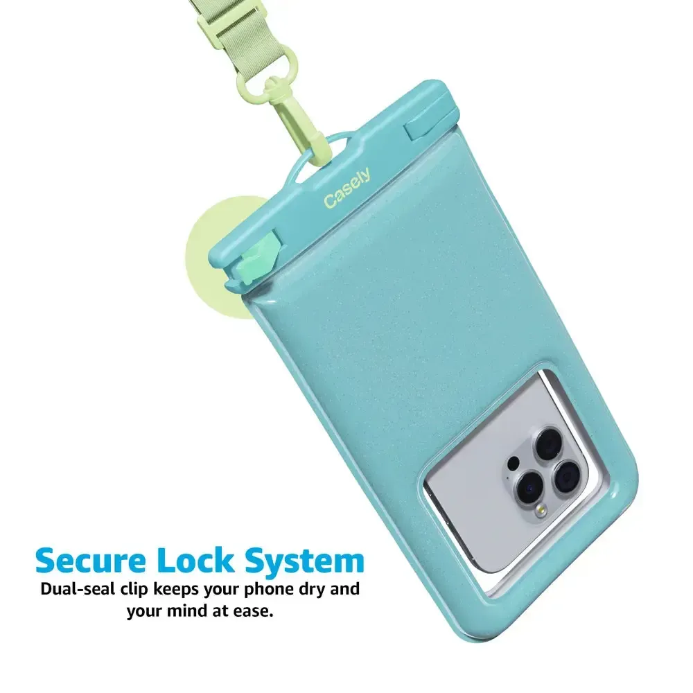 AquaBuddy | Aquamarine Ocean Blue Shimmer Waterproof Phone Pouch - Bansusa