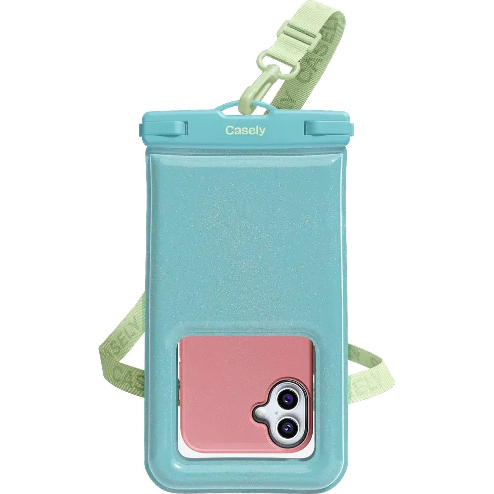 AquaBuddy | Aquamarine Ocean Blue Shimmer Waterproof Phone Pouch - Bansusa