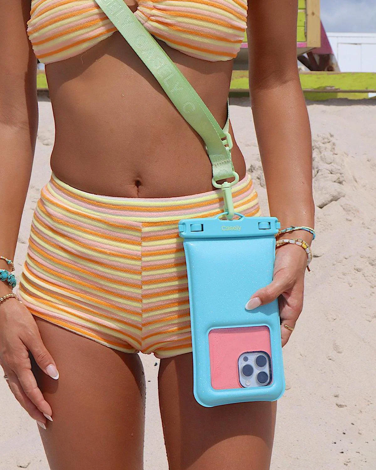 AquaBuddy | Aquamarine Ocean Blue Shimmer Waterproof Phone Pouch - Bansusa