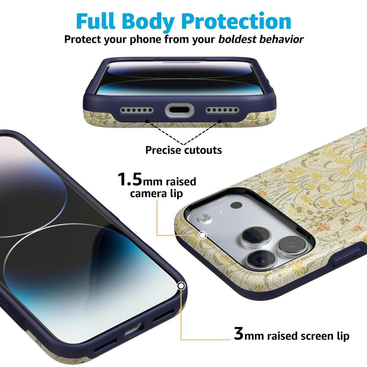 Boho Blooms | Golden Floral Case - Bansusa