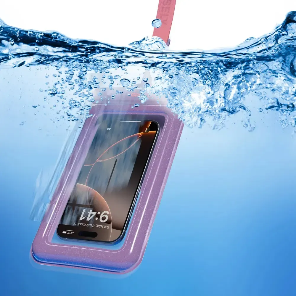 AquaBuddy | Lavender Waves Purple Shimmer Waterproof Phone Pouch - Bansusa