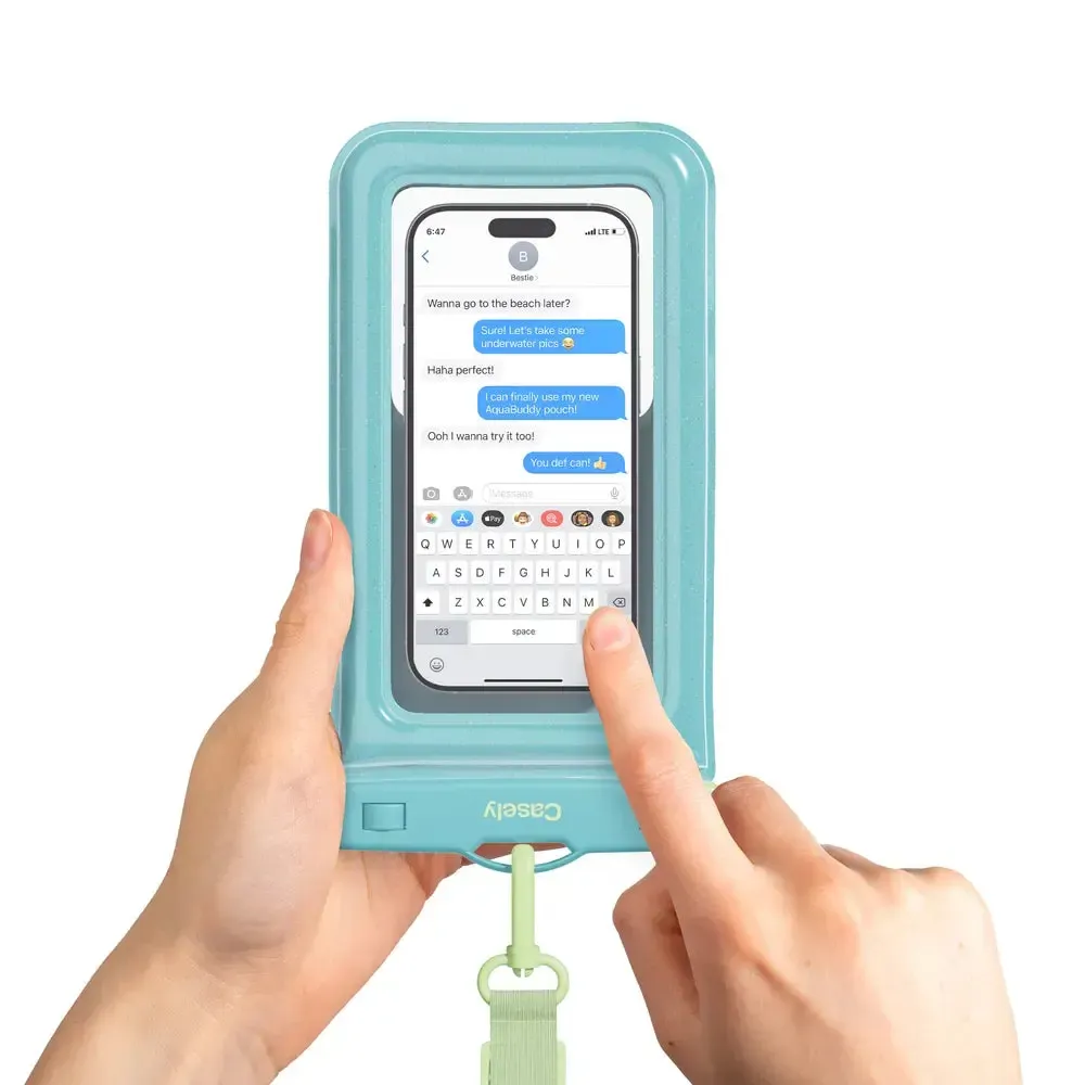 AquaBuddy | Aquamarine Ocean Blue Shimmer Waterproof Phone Pouch - Bansusa