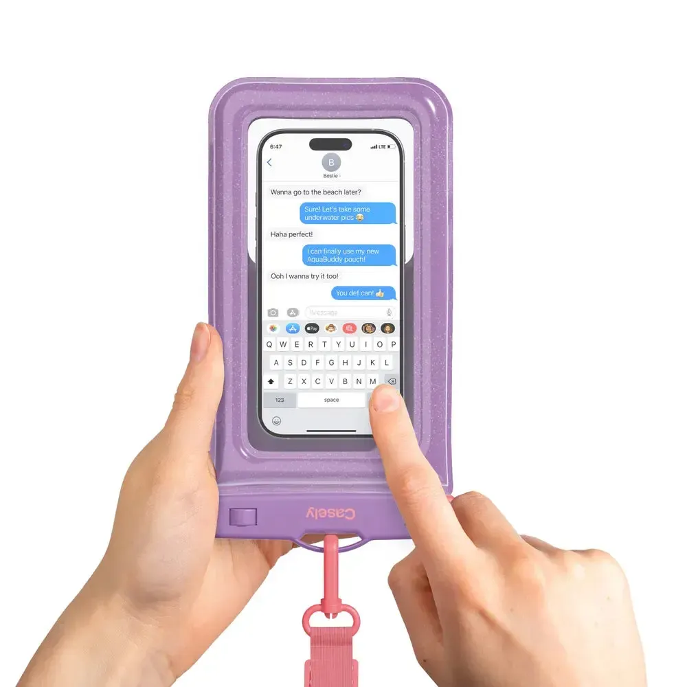 AquaBuddy | Lavender Waves Purple Shimmer Waterproof Phone Pouch - Bansusa
