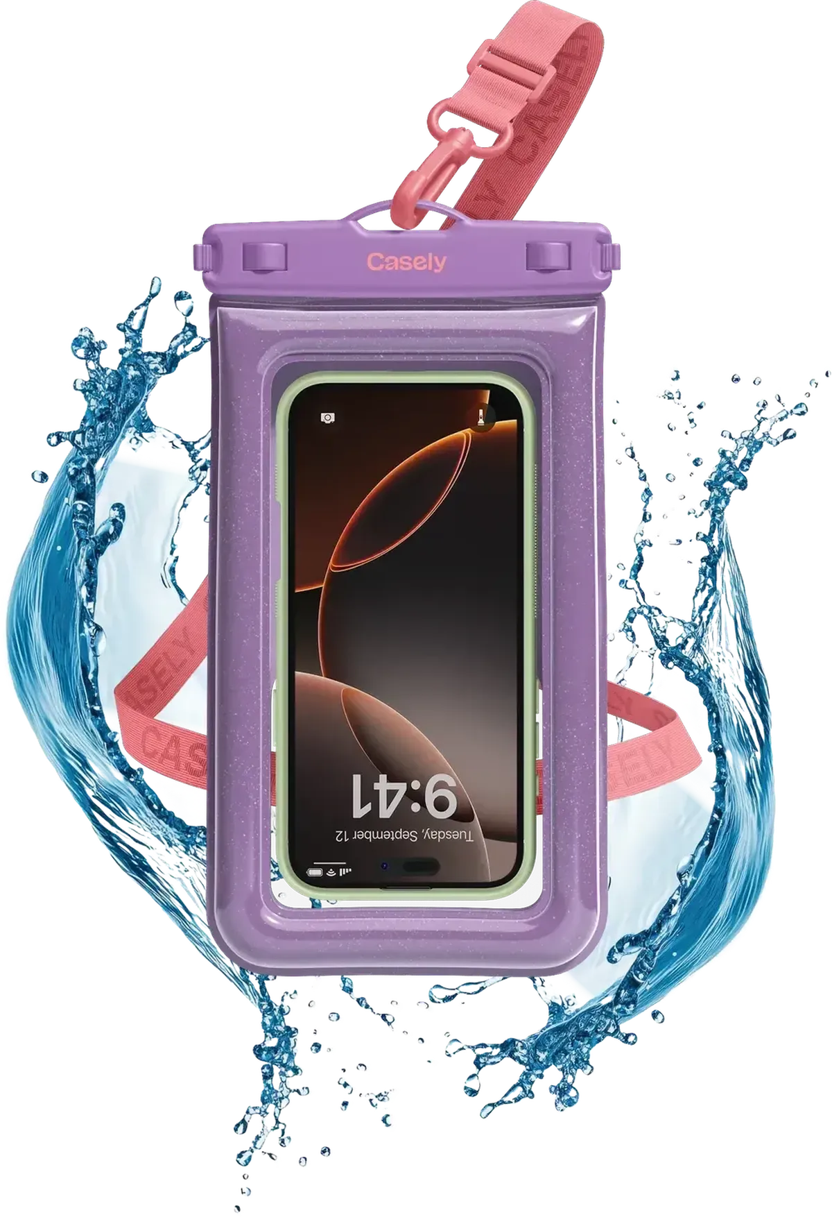 AquaBuddy | Lavender Waves Purple Shimmer Waterproof Phone Pouch - Bansusa