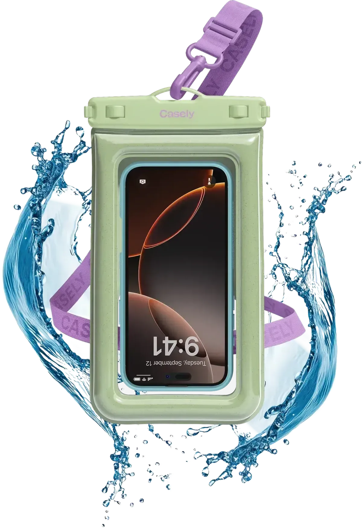AquaBuddy | Kiwi Kiss Matcha Green Shimmer Waterproof Phone Pouch - Bansusa