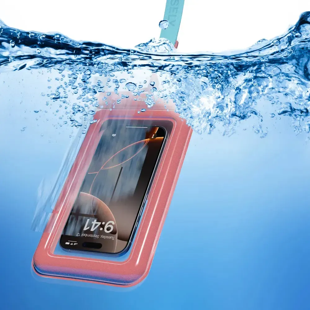 AquaBuddy | Starfish Wishes Coral Pink Shimmer Waterproof Phone Pouch - Bansusa