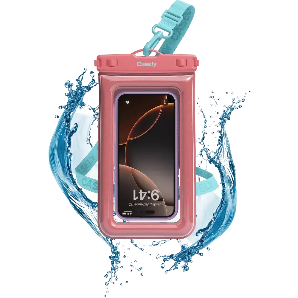 AquaBuddy | Starfish Wishes Coral Pink Shimmer Waterproof Phone Pouch - Bansusa