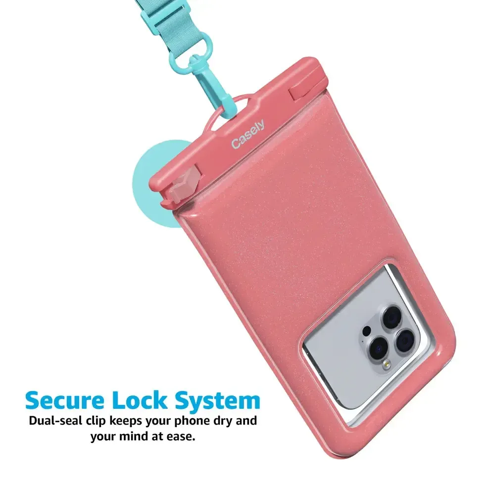 AquaBuddy | Starfish Wishes Coral Pink Shimmer Waterproof Phone Pouch - Bansusa