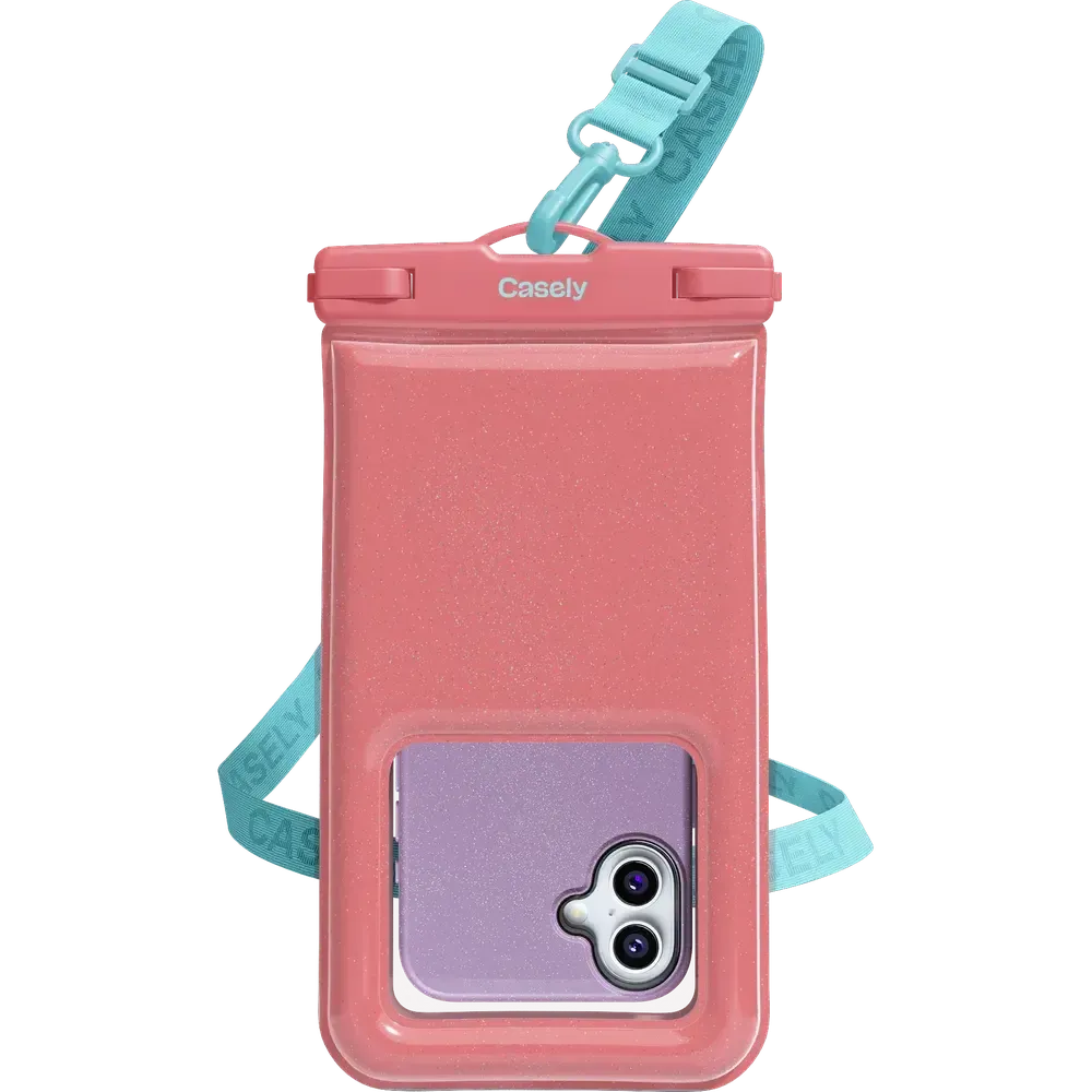 AquaBuddy | Starfish Wishes Coral Pink Shimmer Waterproof Phone Pouch - Bansusa